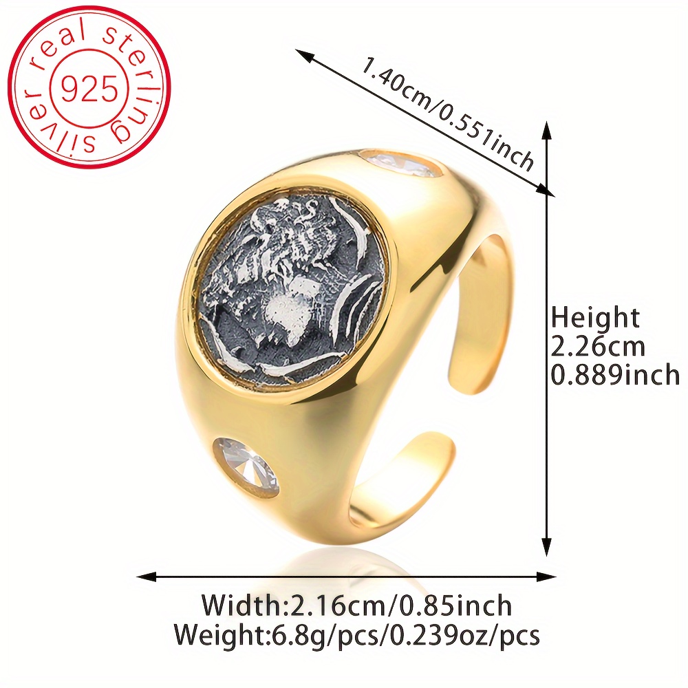Vintage Animal Theme Cuff Ring S925 Sterling Silver